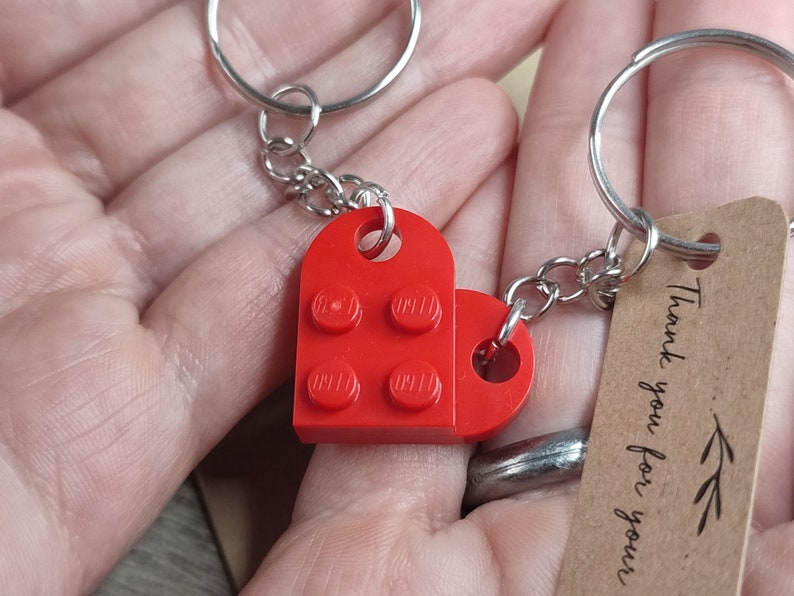 Authentic LEGO Heart Keychain Made with LEGO Bricks Handmade Birthday Wedding Mother's Day Love Keyring Couple Friendship Present Gift afbeelding 5