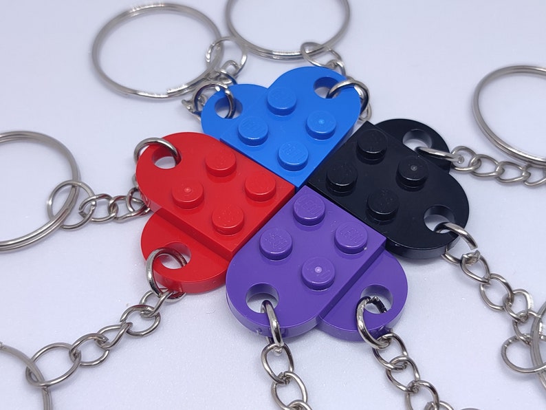 Authentic LEGO Heart Keychain Made with LEGO Bricks Handmade Birthday Wedding Mother's Day Love Keyring Couple Friendship Present Gift afbeelding 3