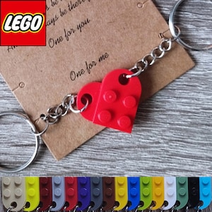 Authentic LEGO Heart Keychain Made with LEGO Bricks Handmade Birthday Wedding Mother's Day Love Keyring Couple Friendship Present Gift