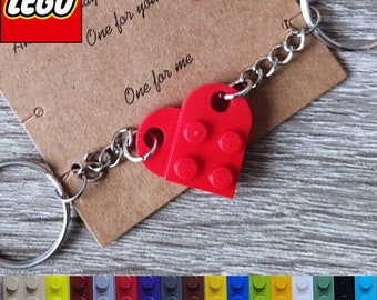 Authentic LEGO Heart Keychain Made with LEGO Bricks Handmade Birthday Wedding Mother's Day Love Keyring Couple Friendship Present Gift