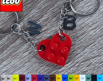 Authentique porte-clés coeur LEGO fabriqué avec des briques LEGO fait à la main anniversaire mariage fête des mères amour porte-clés couple amitié cadeau cadeau