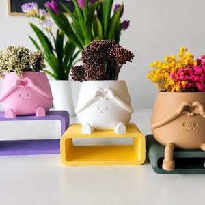 Mini Display Shelf for Small Planters, Stackable Desk Riser, Cute Decor Stand for Pots, Collectibles and Market Display