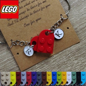 Autentico portachiavi a cuore LEGO realizzato con mattoncini LEGO fatto a mano Compleanno Matrimonio Festa della mamma Amore Portachiavi Coppia Amicizia Regalo regalo immagine 1