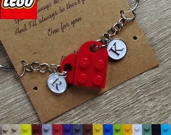 Authentic LEGO Heart Keychain Made with LEGO Bricks Handmade Birthday Wedding Mother's Day Love Keyring Couple Friendship Present Gift