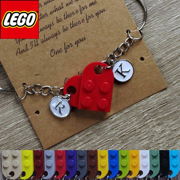 Authentic LEGO Heart Keychain Made with LEGO Bricks Handmade Birthday Wedding Mother's Day Love Keyring Couple Friendship Present Gift