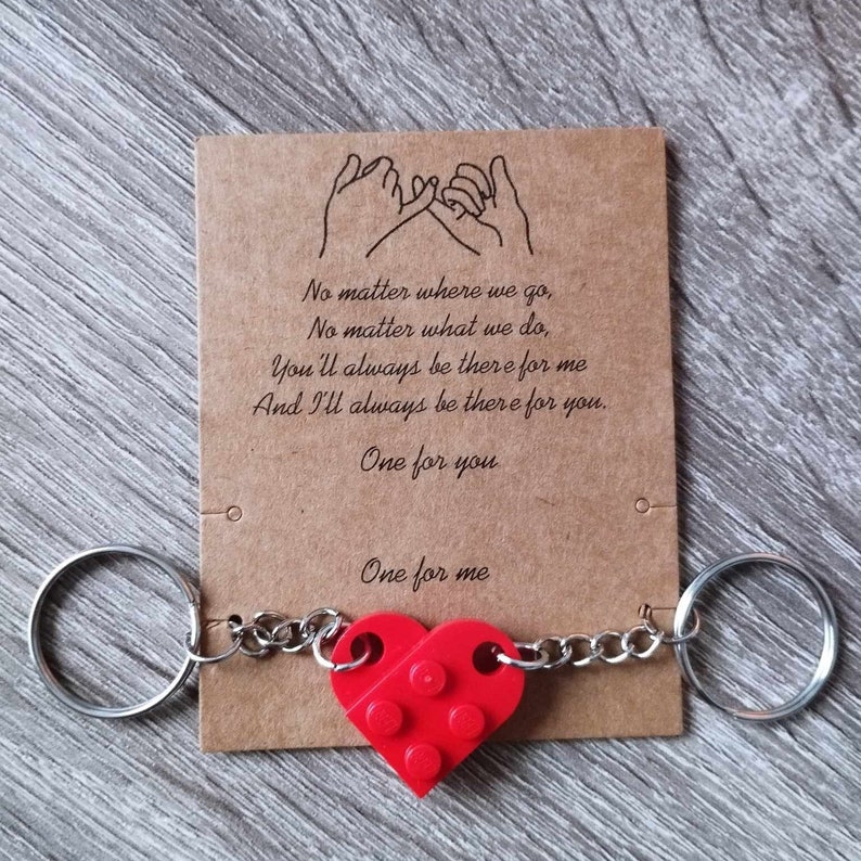 Authentic LEGO Heart Keychain Made with LEGO Bricks Handmade Birthday Wedding Mother's Day Love Keyring Couple Friendship Present Gift afbeelding 6