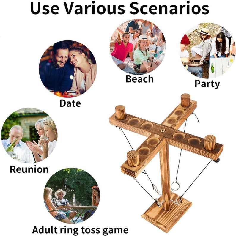 Large Ring Toss Game for Adults Kids, Hook and With Shot Leader, 2