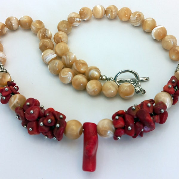 Coral and shell beads.