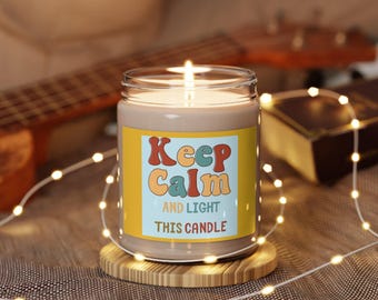 Keep Calm Soy Candle, Retro Decor, Aromatherapy Scented Candle