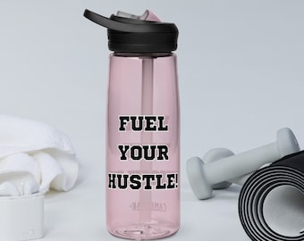 „Fuel Your Hustle“-Sportwasserflasche – bleiben Sie unterwegs hydriert und voller Energie! Langlebig, auslaufsicher, BPA-frei, 24 oz