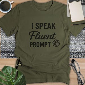 Fluent Prompt T-Shirt, AI Humor Shirt, Coder Gift, Programmer Tee, Developer Tshirt, Techie Top, Funny Prompt Design, AI Design, Geek