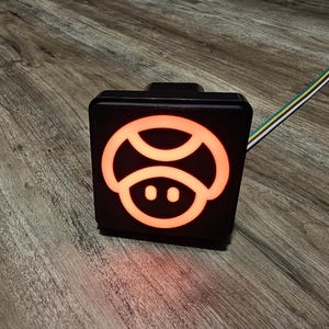 3D Printed LED Mushroom Hitch Cover – Mario-Inspired Toad Truck Brake Light