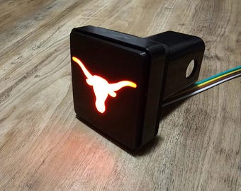 3D Printed LED Longhorn Hitch Cover – Texas Inspired Truck Brake Light Gift for Fans