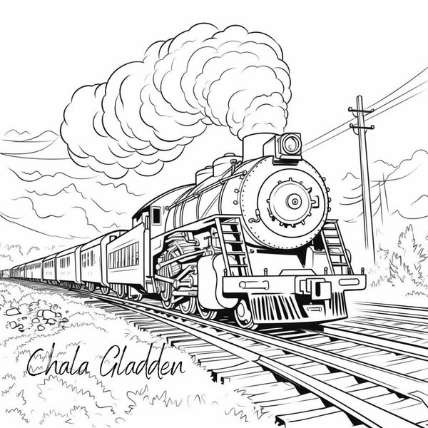 100 Printable Trains and Things Instant Download Coloring Pages      Fun For Kids and Adults