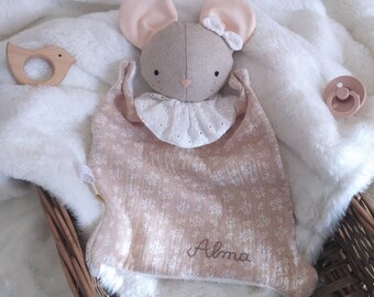 Doudou souris personnalisé , doudou naissance