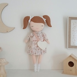 Nina rag doll, handmade collectible doll