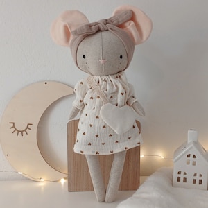 Lili the mouse doll, rag doll, handmade collectible doll