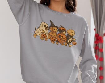Cute Puppies Trick or Treat Sweatshirt/Hoodie, Womens Halloween Shirt, Cute Fall Shirt, Spooky Season Shirt, Gift For Halloween