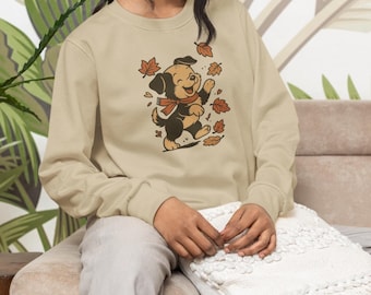 Cute Fall Puppy Dog Sweatshirt/Hoodie, Womens Shirt, Cute Fall Shirt, Gift For Halloween, Fall Time