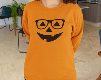 Nerdy Cute Halloween Pumpkin Sweatshirt/Hoodie, Womens Halloween Shirt, Cute Fall Shirt, Spooky Season Shirt, Gift For Halloween