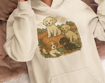 Cute Puppy Pumpkin Patch Sweatshirt/Hoodie, Womens Halloween Shirt, Cute Fall Shirt, Spooky Season Shirt, Gift For Halloween