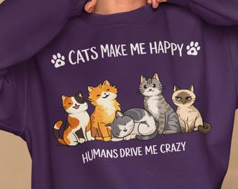 Lustiges Sweatshirt mit Katzenmotiv, Pullover für Katzenmama, Geschenk für Katzenliebhaber, Katzenshirt, Katzenpullover, Geschenk für Oma, Geschenk für sie