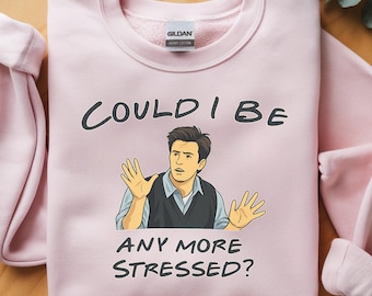 Funny Stressed Sweatshirt, Sarcastic Quote Crewneck, Retro TV Fan Humor Graphic Pullover