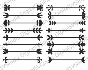 Paquete SVG de divisores de texto florales, líneas decorativas y adornos (descarga digital)
