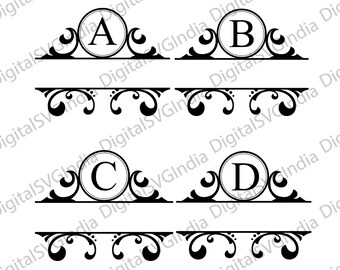 Split Monogram SVG, Letter Alphabet Clipart (Digital Download)