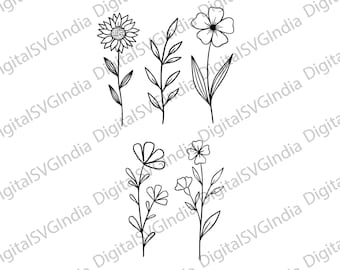 Pacote de arquivos SVG florais, rosas, folhas, arquivos de corte para Cricut e Silhouette (download instantâneo)