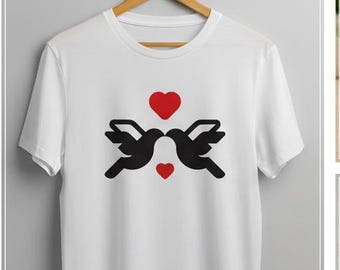 Love Birds SVG, Couple with Hearts (Digital Download)