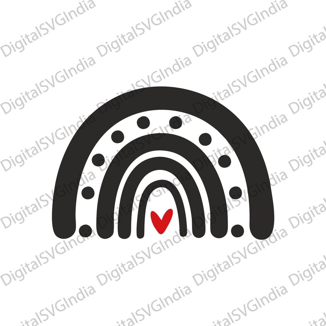 Rainbow With Heart SVG, Boho Rainbow Svg Dxf Eps Ai Png Silhouette ...