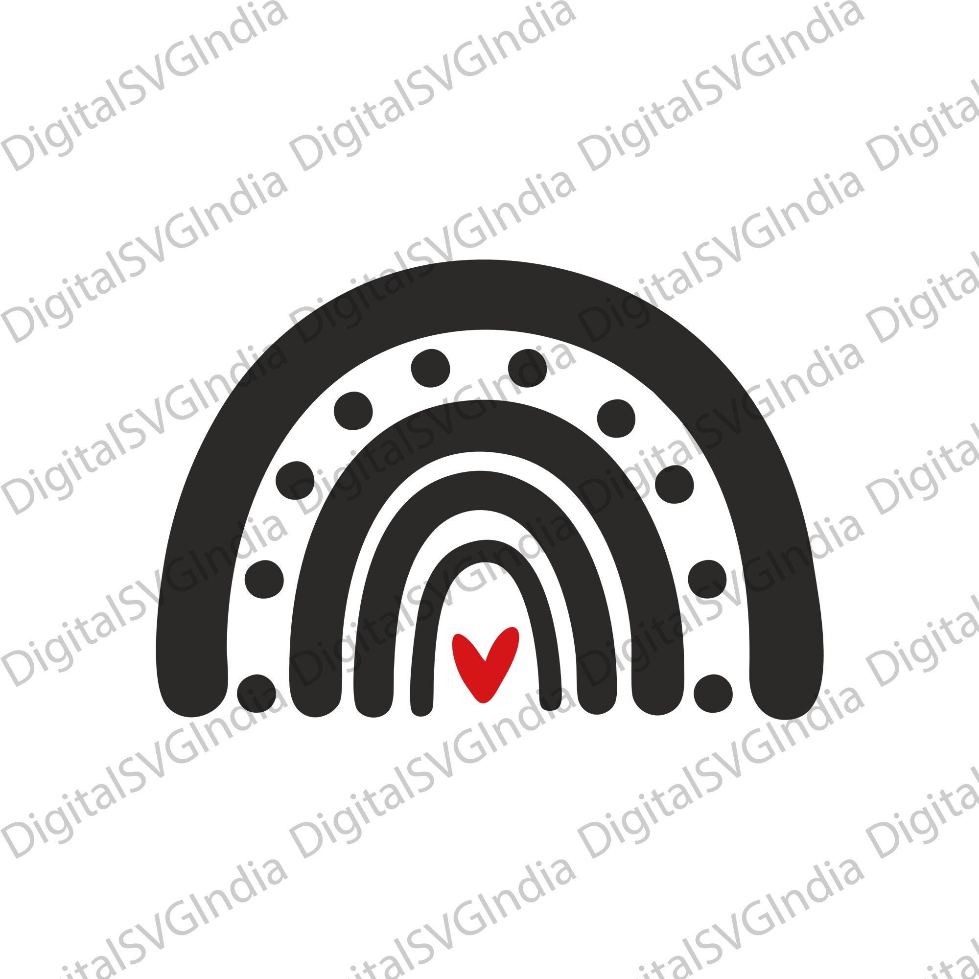 Rainbow With Heart SVG, Boho Rainbow Svg Dxf Eps Ai Png Silhouette ...