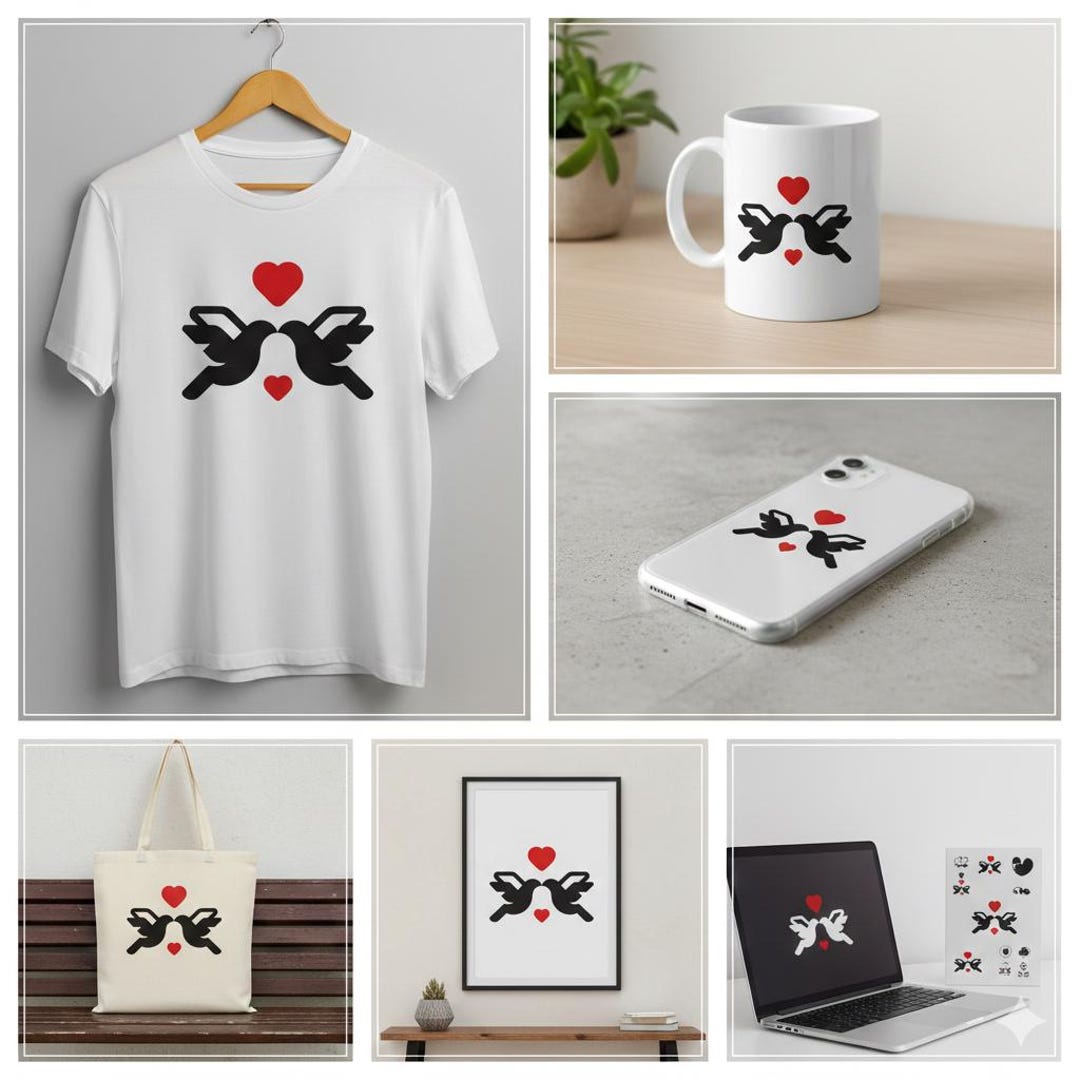 Love Birds SVG, Couple With Hearts (digital Download) - Etsy
