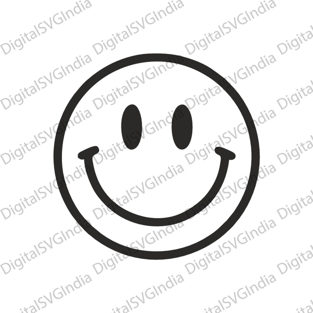 Smiley Face Digital Download SVG PNG DXF Plt, Smiley Face Svg, Hand