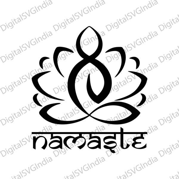 Namaste Lotus Sign SVG,  Namaste Yoga Symbol, Meditation svg, Lotus Flower Svg, Namaste Cut File, Svg Dxf Ai Png, Yoga Svg, Instant Download
