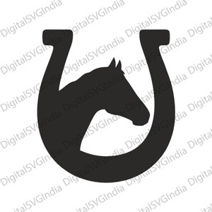 Horseshoe Svg, Horse Head Svg, Horse Svg, Vector Cut file for Cricut, Silhouette, Horseshoe Svg Dxf Png files , Horse laser cut