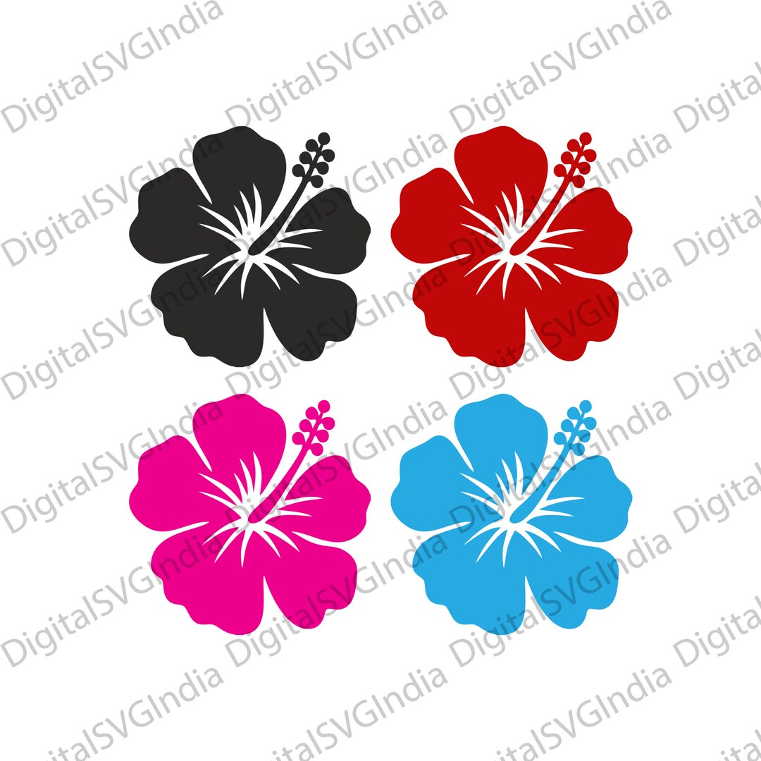 Hibiscus Flower SVG Bundle, Tropical Floral Cut Files (instant Download ...