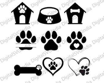 Dog Paw Prints SVG Bundle, Cricut & Silhouette Cut Files