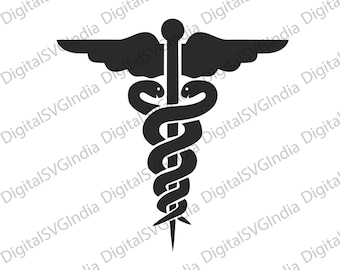 Caduceus SVG | Medicinsk symbol klippfil (digital nedladdning)