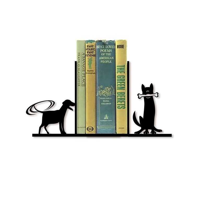 Cut Dog Bookend, Funny Design Bookends, Dog Lover Metal Book Ends