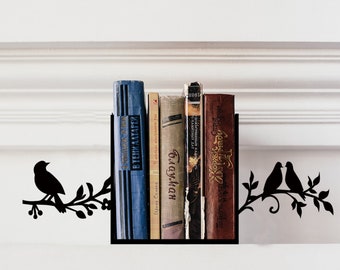 Personalized Bookends, Cut Birdie Bookend, Custom Metal Book Ends, Unique Gifts, Personalized Gift, Art Metal Black Book Ends