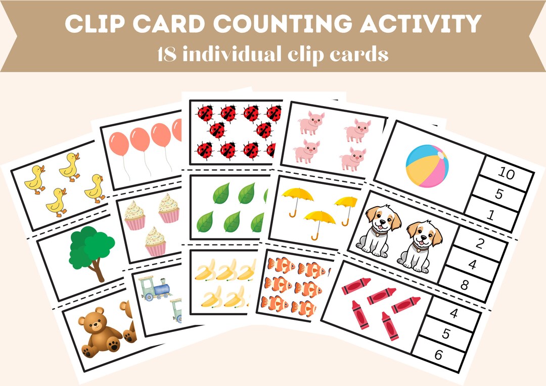 Count and Clip Cards, Counting Activity, DIGITAL DOWNLOAD, Printable ...