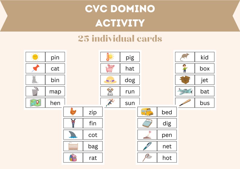 Dig Image Cvc CVC Domino Activity Cards, DIGITAL, Printable - Etsy
