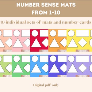 Number Sense Mats from 1-10, Counting Activity, DIGITAL DOWNLOAD, printable