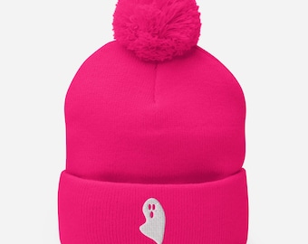 Gorro de fantasma bordado, gorro de otoño, gorro de Halloween, gorro espeluznante, Halloween 2024, ropa de Halloween, temporada espeluznante