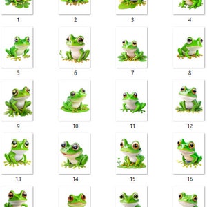 Cute Frogs Clipart - Set of 20 Frogs PNG, Instant Clip Art, Download, Personal Use Only, No Commercial Use, PNG.