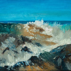 Modern seascape art - Abstract Large Ocean Wave Painting, coastal wall decor,  Large original beach scene painting