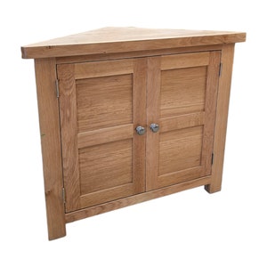 Grofurniture Solid Oak Corner Cabinet, Oak Corner Unit for Livingroom ...