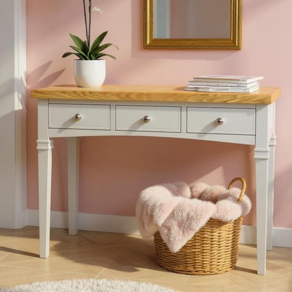 Oak Top Dressing Table: Solid Wood Vanity Desk